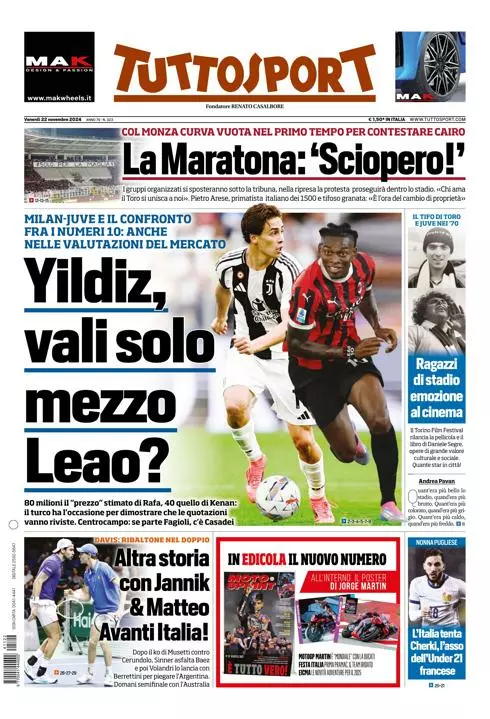 Prima-pagina-tutto-sport-edizione-di-oggi-22-11-2024