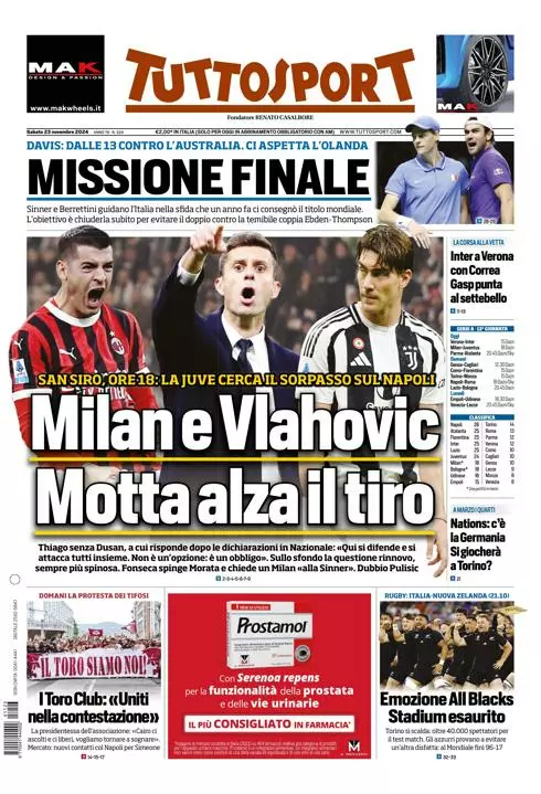 Prima-pagina-tutto-sport-edizione-di-oggi-23-11-2024