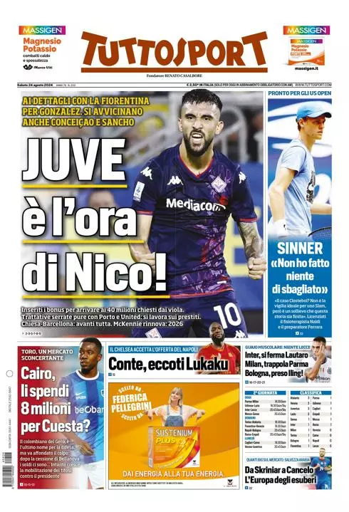 Prima-pagina-tutto-sport-edizione-di-oggi-24-08-2024