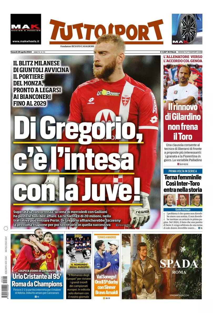 Prima-pagina-tutto-sport-edizione-di-oggi-26-04-2024