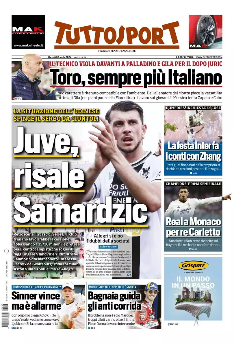 Prima-pagina-tutto-sport-edizione-di-oggi-30-04-2024