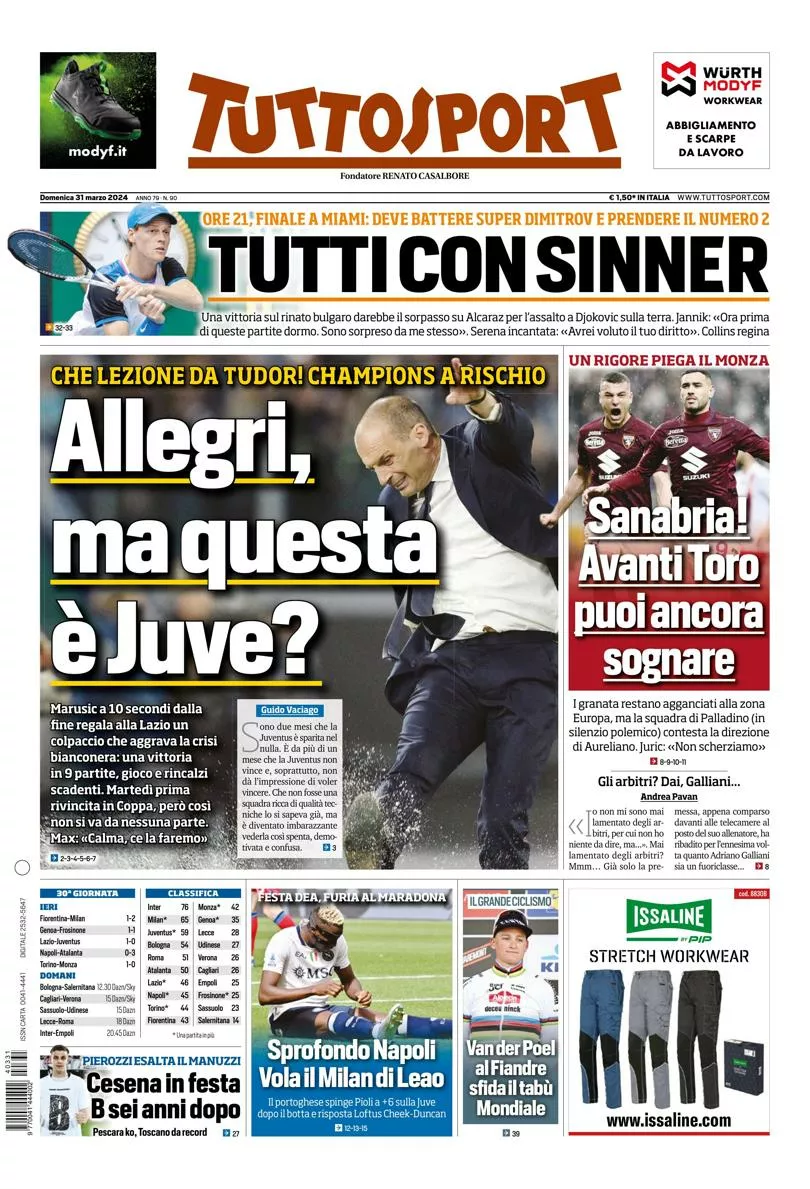 Prima-pagina-tutto-sport-edizione-di-oggi-31-03-2024