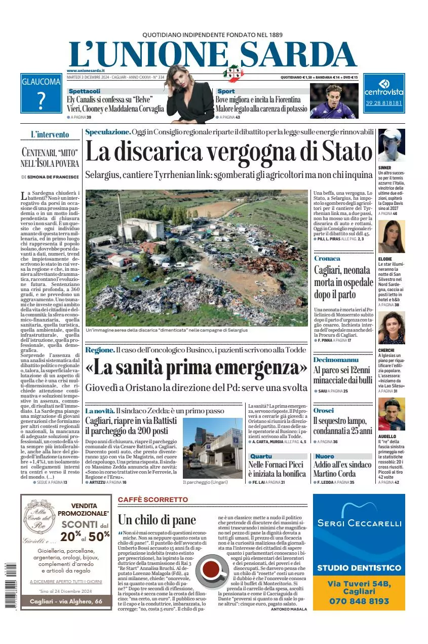 Prima-pagina-unione_sarda-edizione-di-oggi-03-12-2024