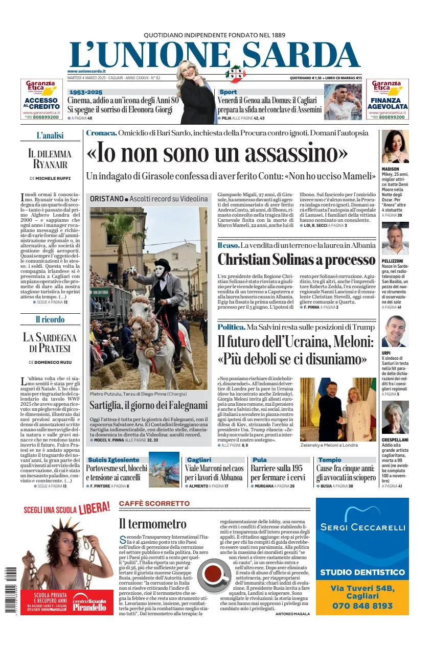 Prima-pagina-unione_sarda-edizione-di-oggi-04-03-2025