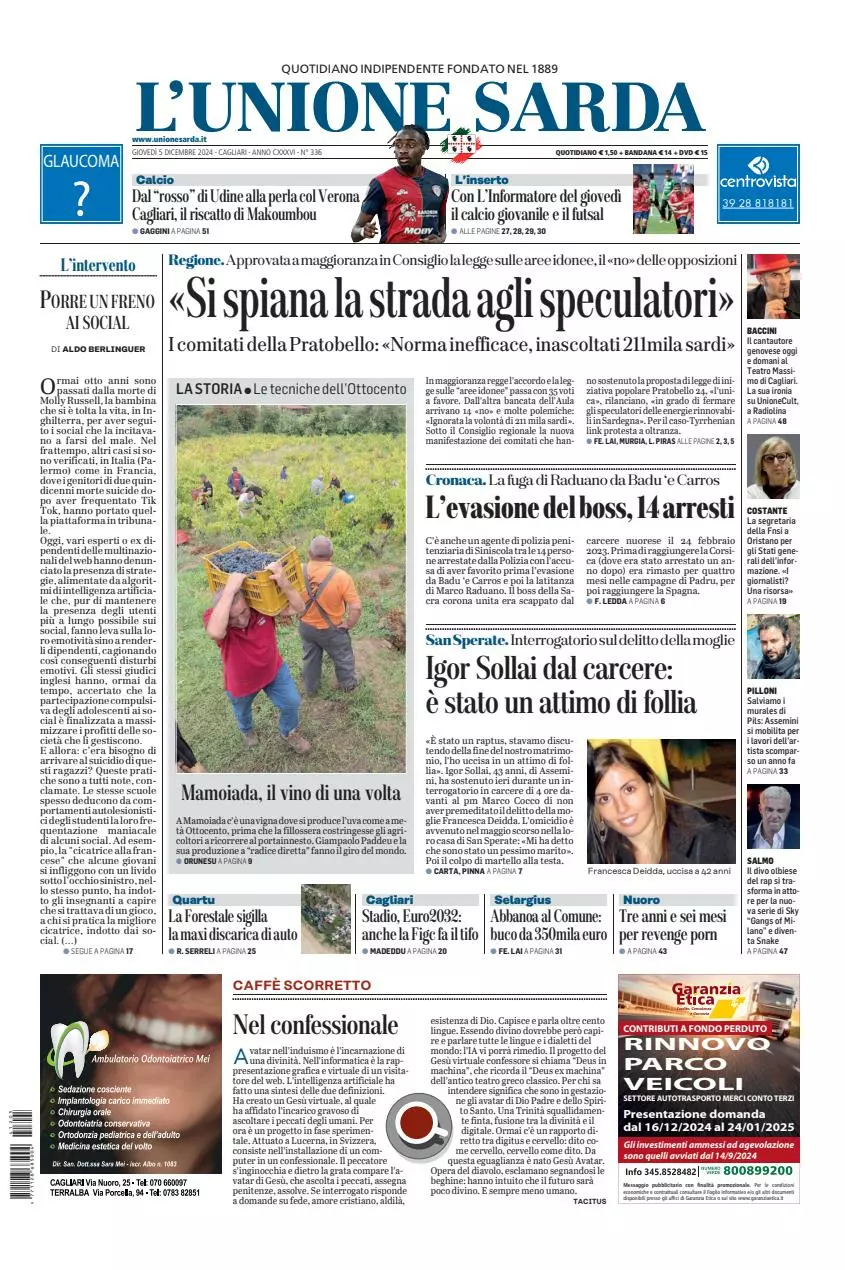 Prima-pagina-unione_sarda-edizione-di-oggi-05-12-2024