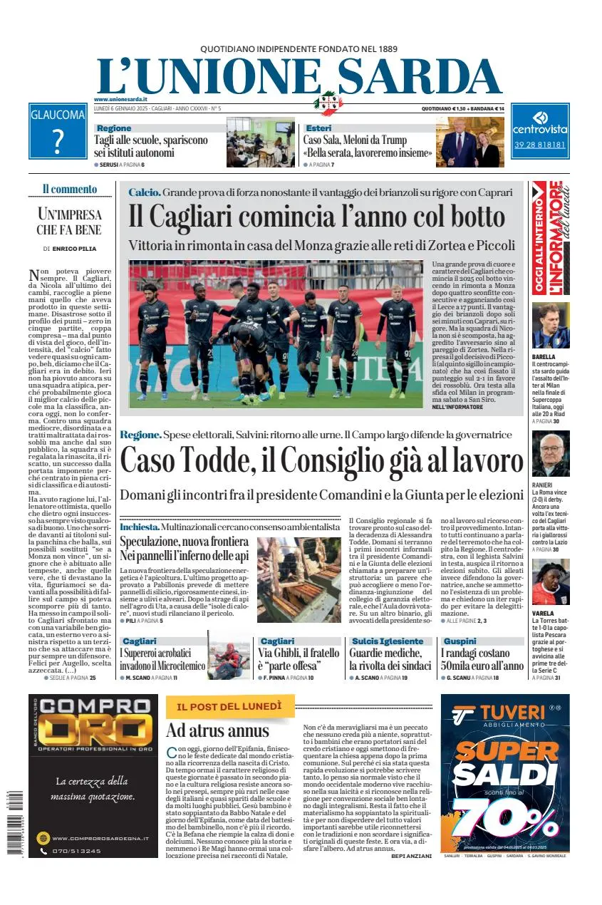 Prima-pagina-unione_sarda-edizione-di-oggi-06-01-2025