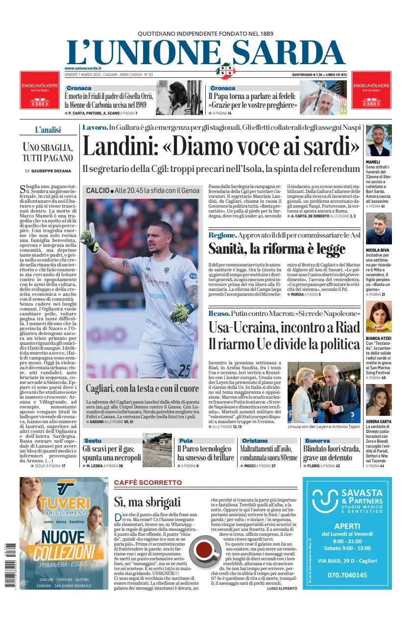 Prima-pagina-unione_sarda-edizione-di-oggi-07-03-2025