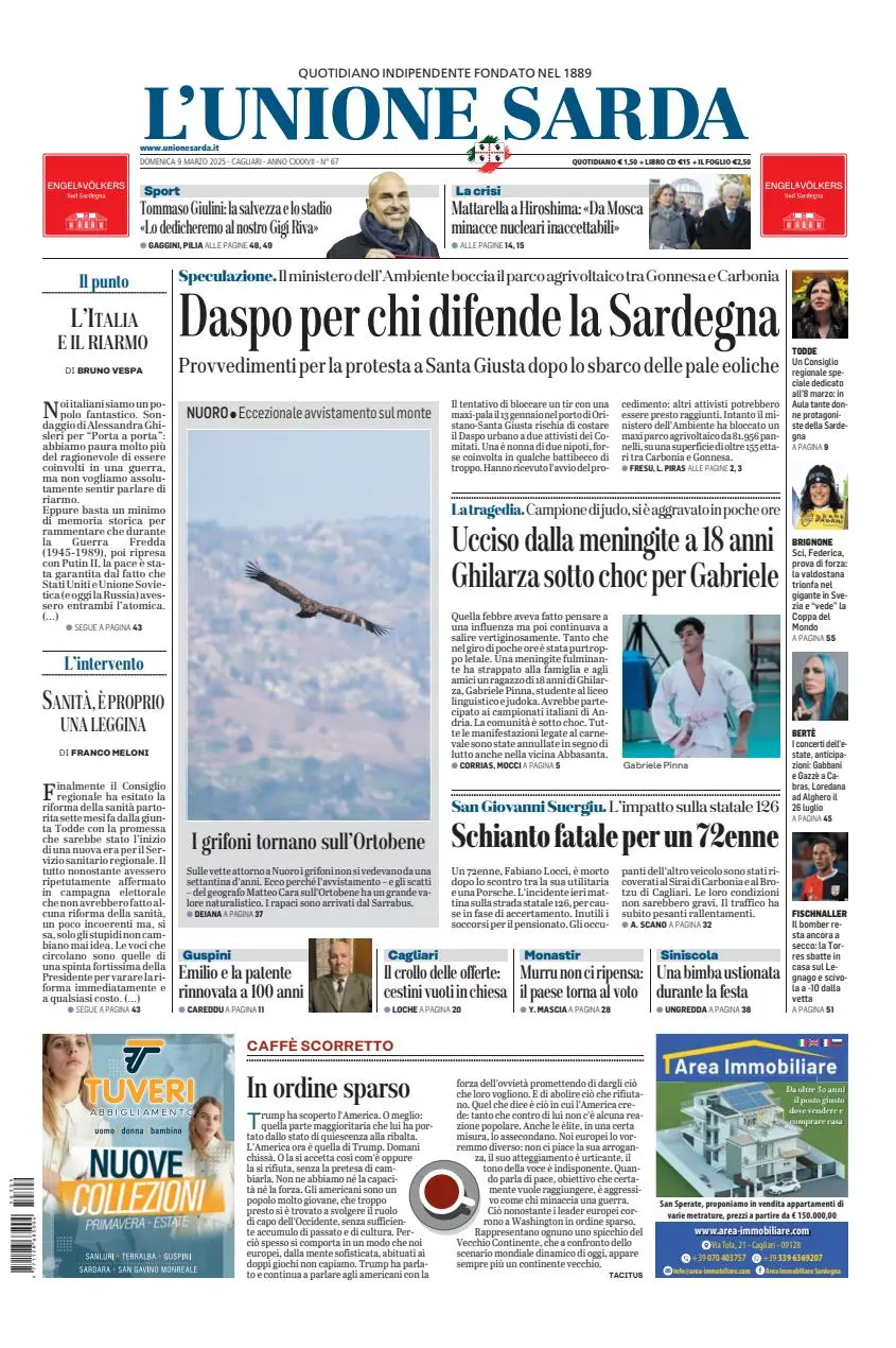 Prima-pagina-unione_sarda-edizione-di-oggi-09-03-2025