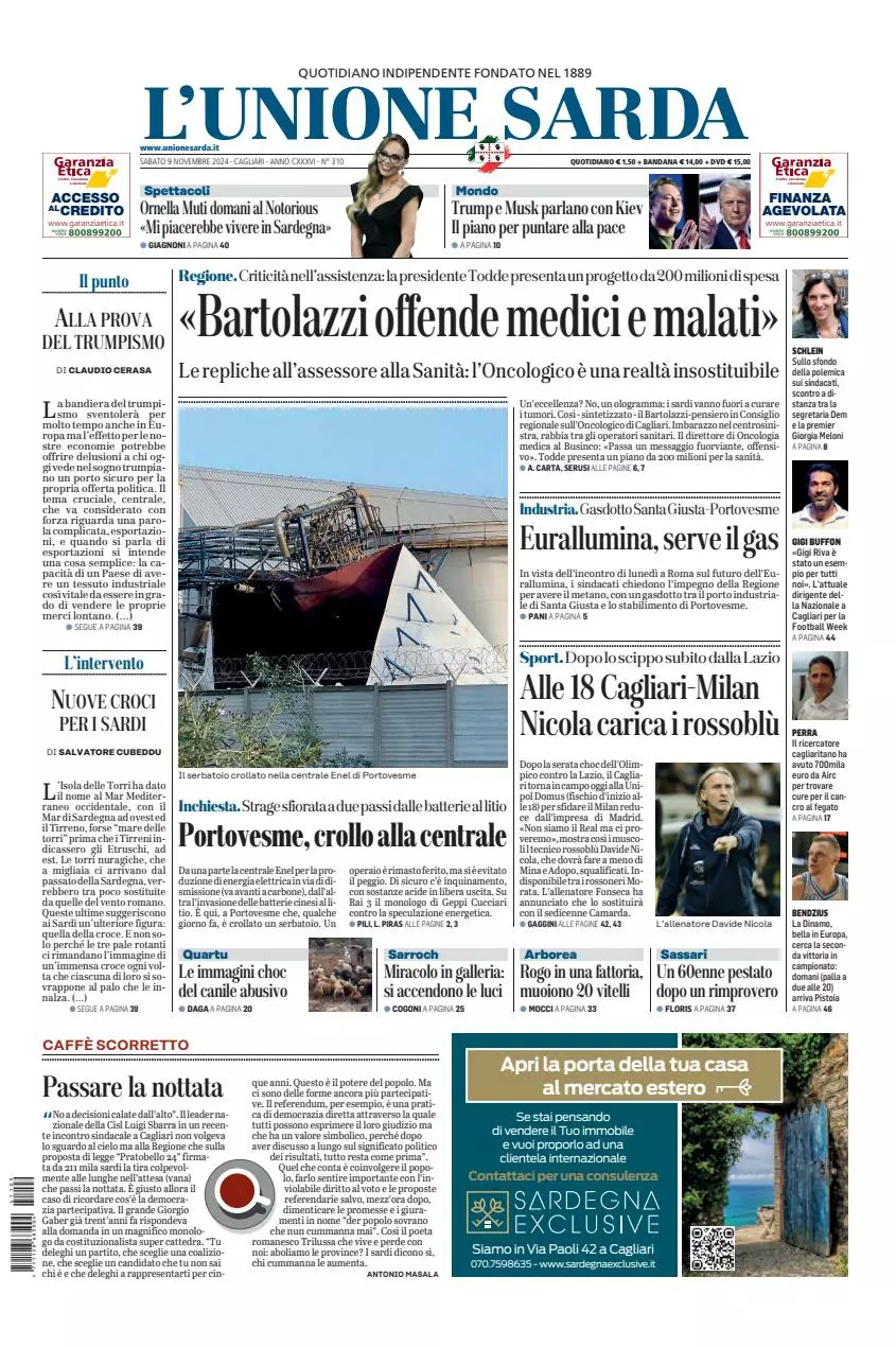 Prima-pagina-unione_sarda-edizione-di-oggi-09-11-2024