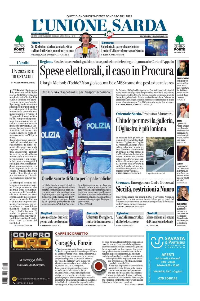 Prima-pagina-unione_sarda-edizione-di-oggi-10-01-2025