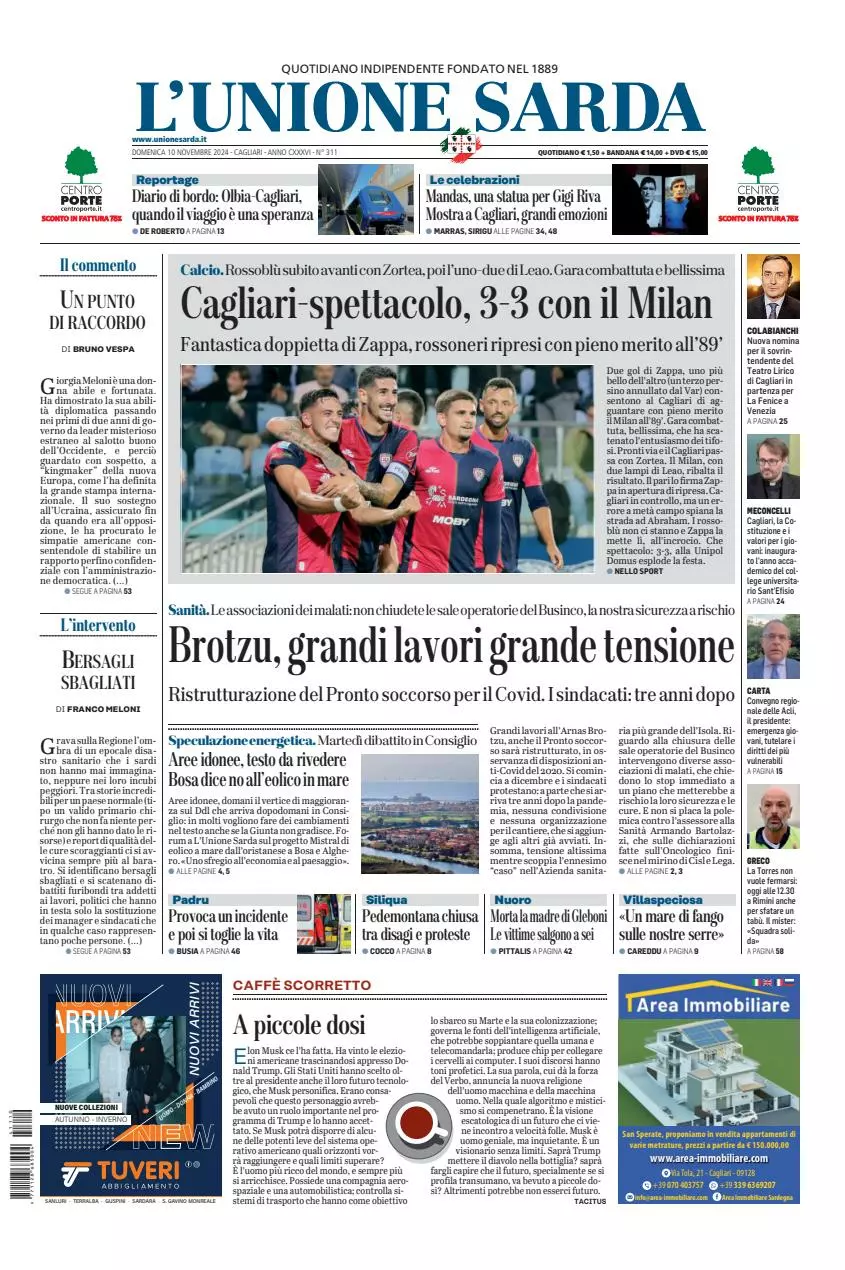 Prima-pagina-unione_sarda-edizione-di-oggi-10-11-2024