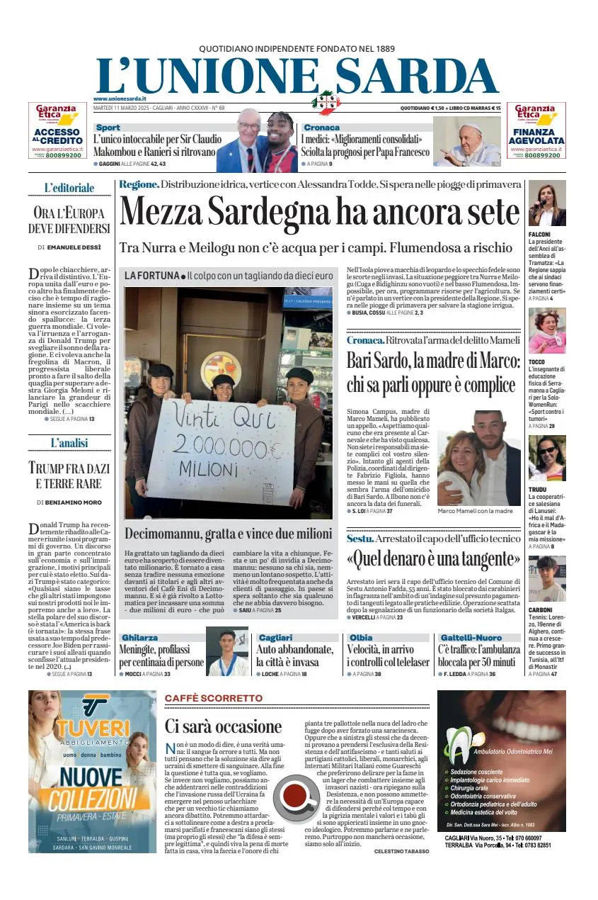 Prima-pagina-unione_sarda-edizione-di-oggi-11-03-2025