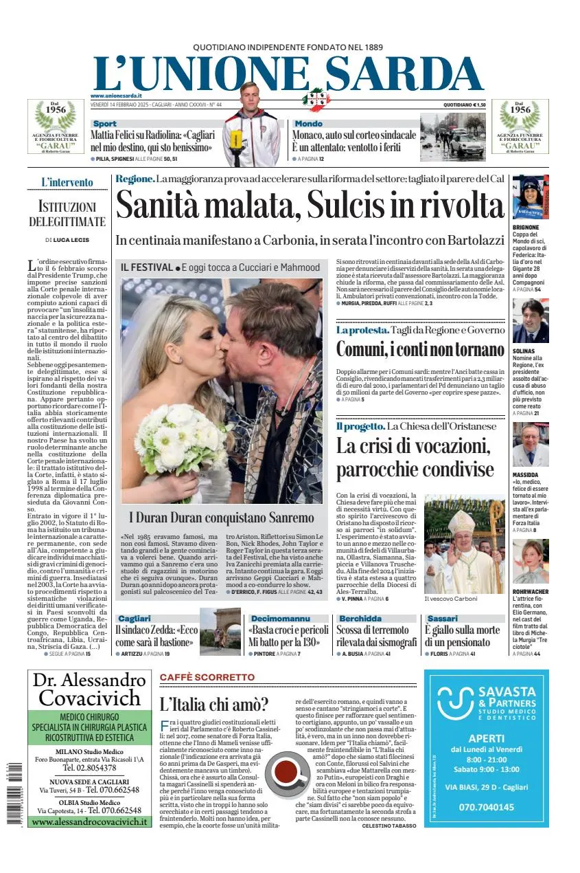 Prima-pagina-unione_sarda-edizione-di-oggi-14-02-2025