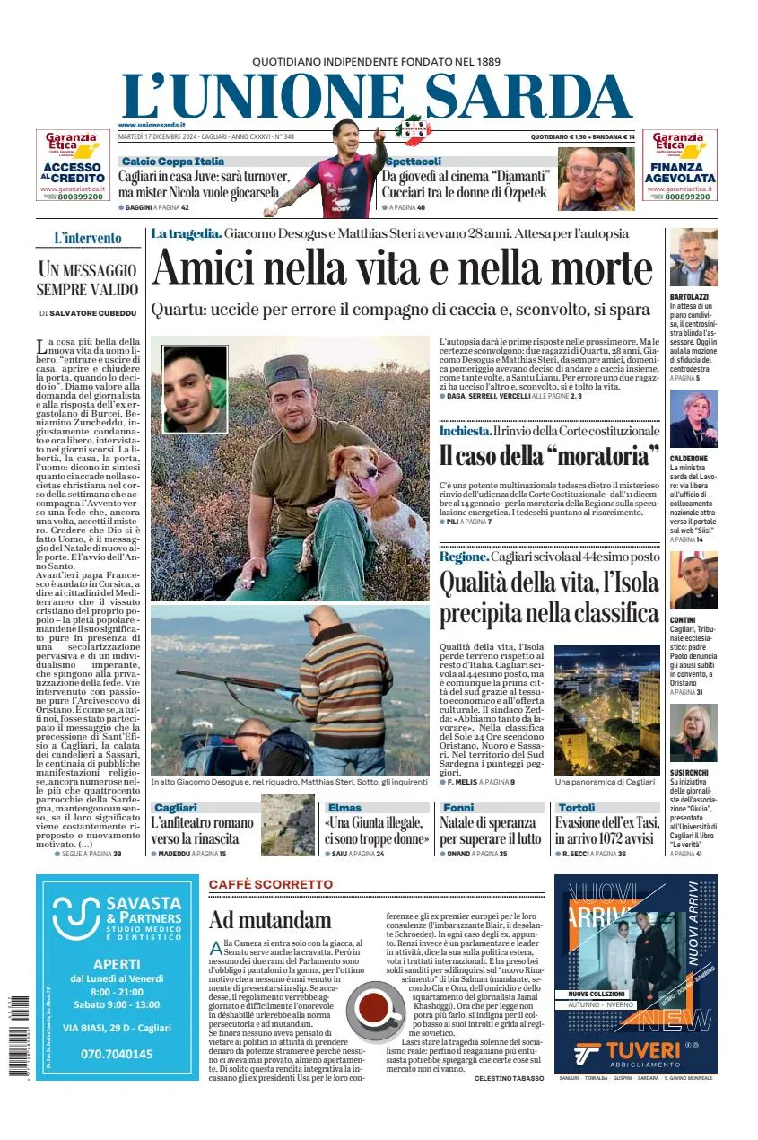 Prima-pagina-unione_sarda-edizione-di-oggi-17-12-2024