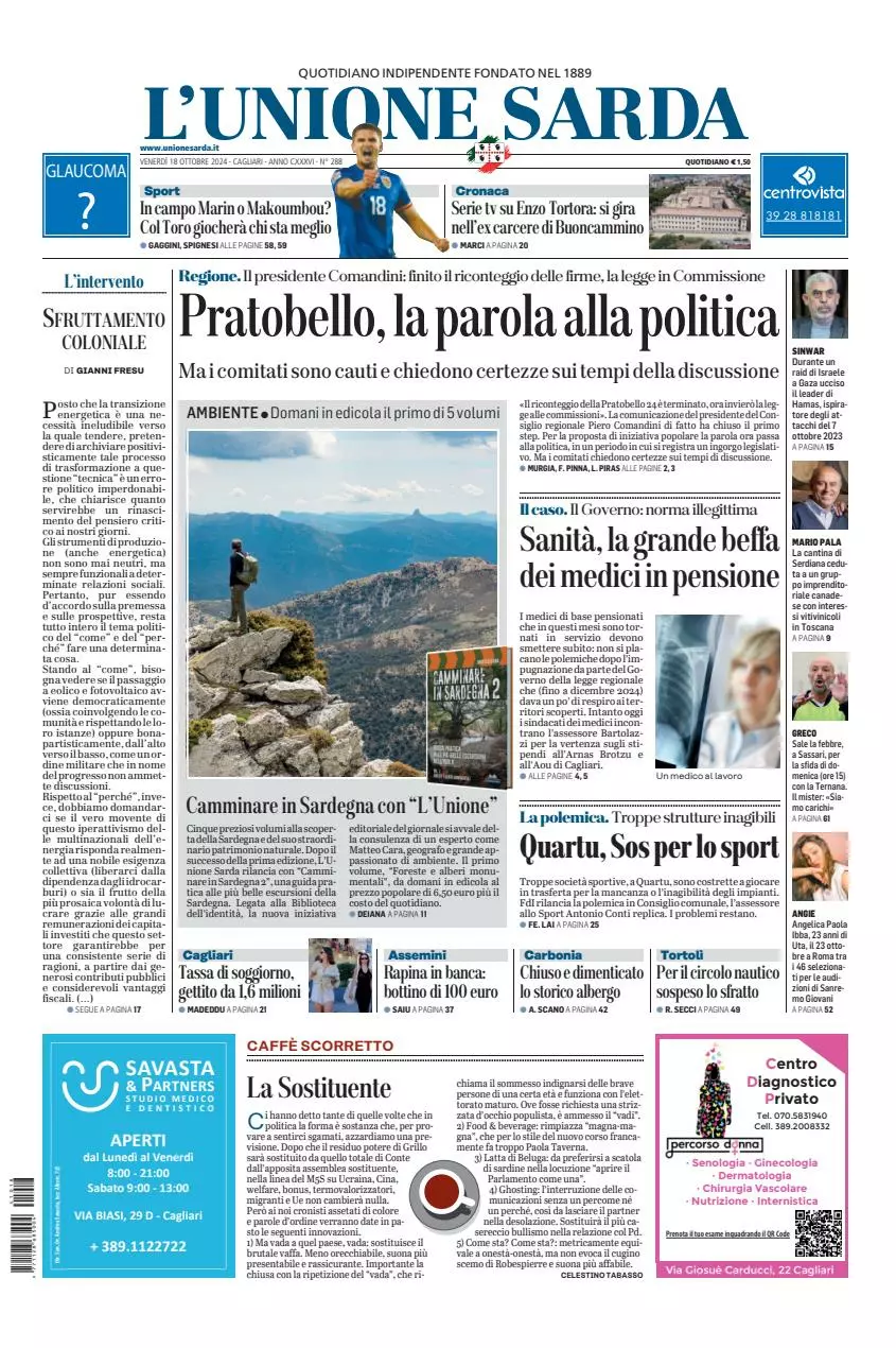 Prima-pagina-unione_sarda-edizione-di-oggi-18-10-2024