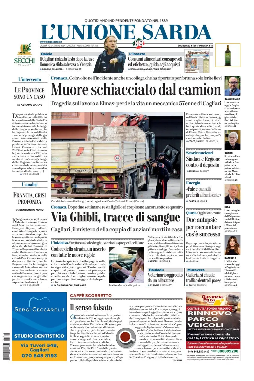 Prima-pagina-unione_sarda-edizione-di-oggi-19-12-2024