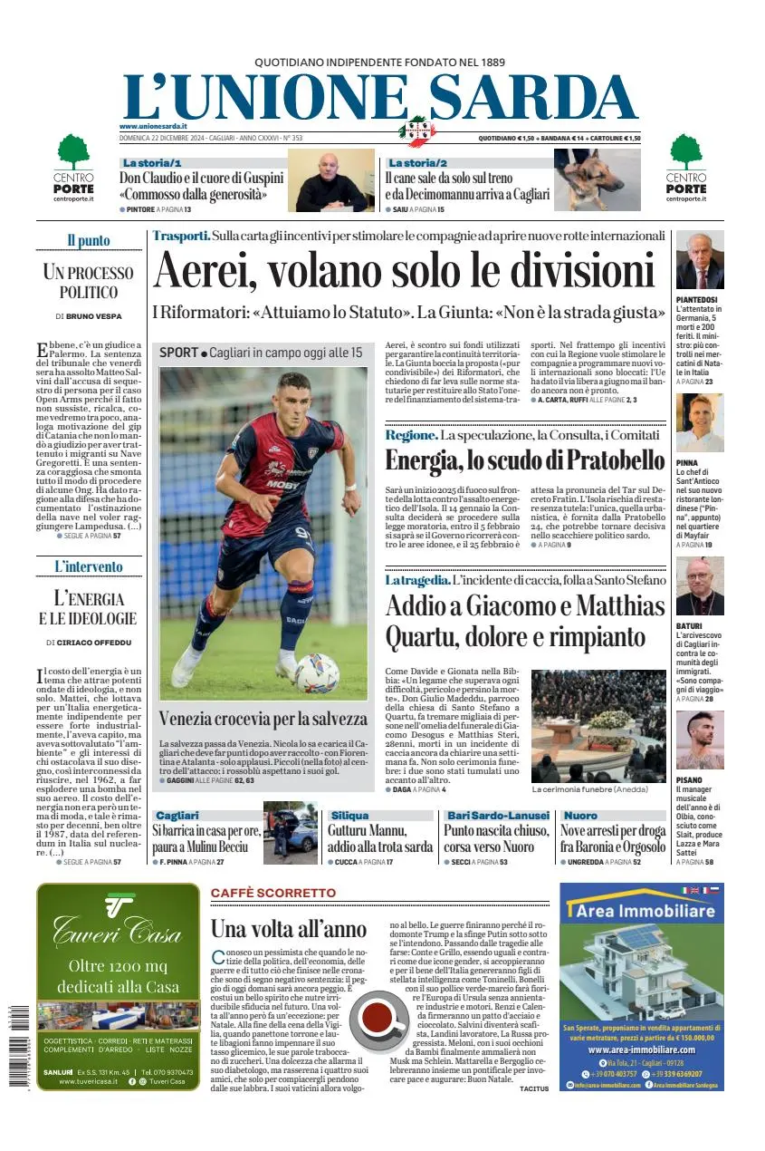 Prima-pagina-unione_sarda-edizione-di-oggi-22-12-2024