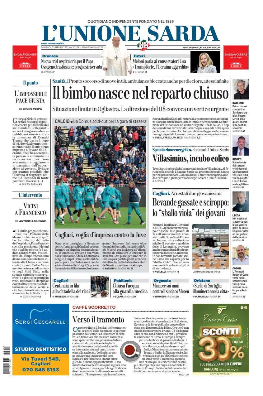 Prima-pagina-unione_sarda-edizione-di-oggi-23-02-2025