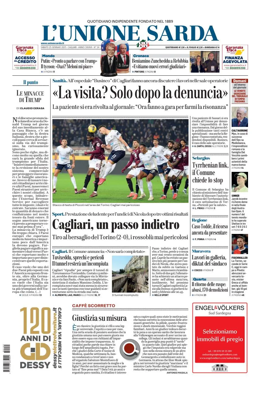 Prima-pagina-unione_sarda-edizione-di-oggi-25-01-2025