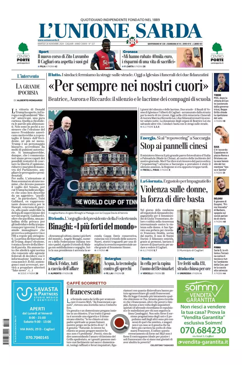 Prima-pagina-unione_sarda-edizione-di-oggi-26-11-2024