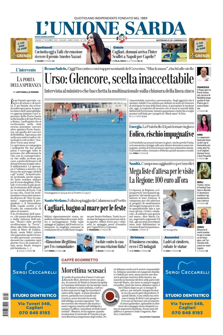 Prima-pagina-unione_sarda-edizione-di-oggi-27-12-2024