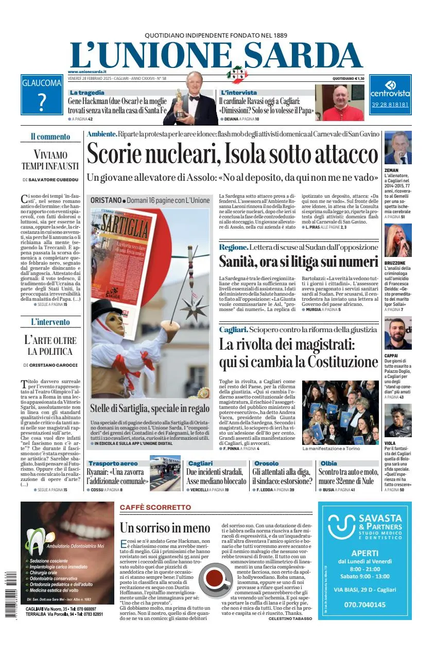 Prima-pagina-unione_sarda-edizione-di-oggi-28-02-2025