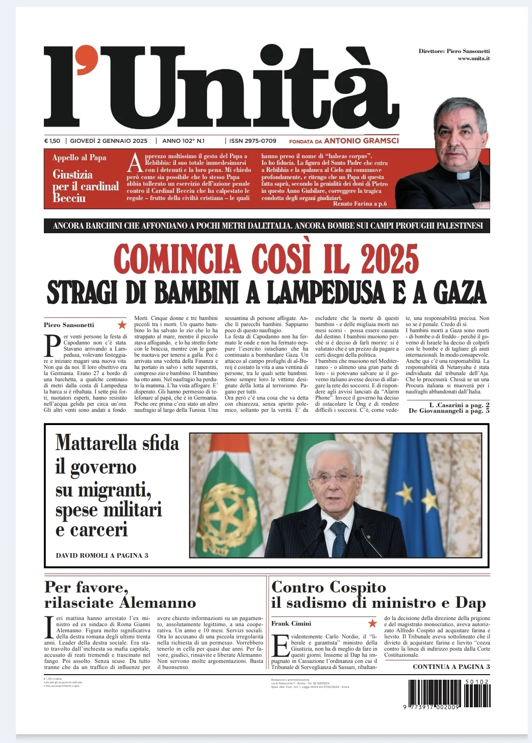 Prima-pagina-unita-oggi-edizione-di-oggi-02-01-2025