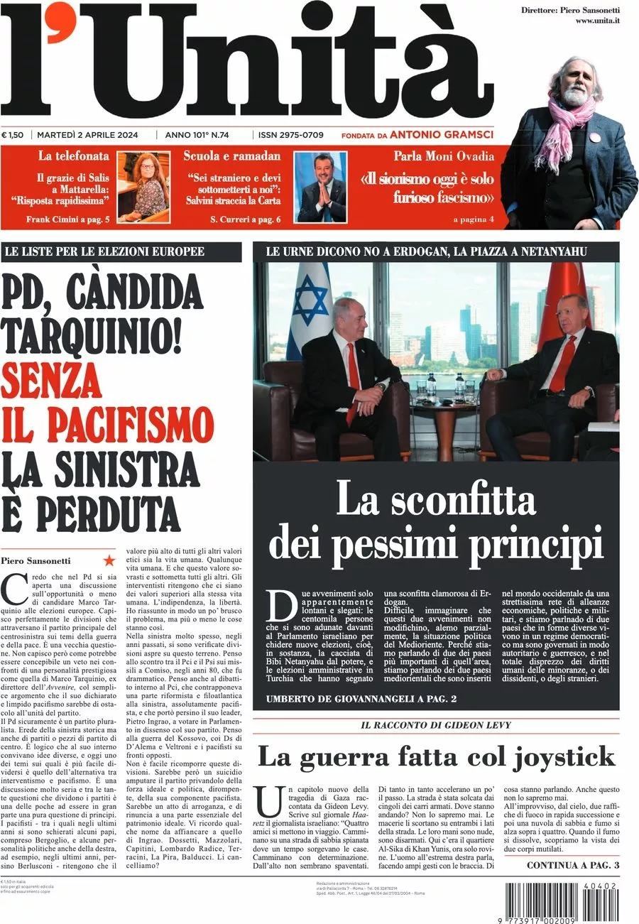 Prima-pagina-l-unita-editoriale-oggi-edizione-di-oggi-02-04-2024