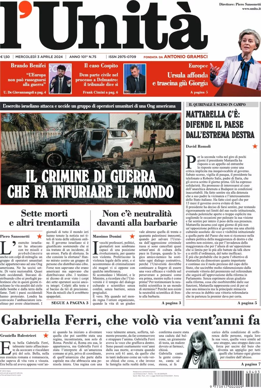 Prima-pagina-l-unita-editoriale-oggi-edizione-di-oggi-03-04-2024