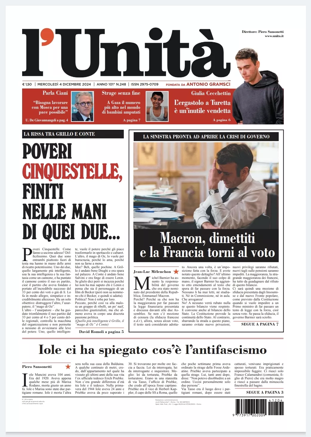 Prima-pagina-unita-oggi-edizione-di-oggi-03-12-2024