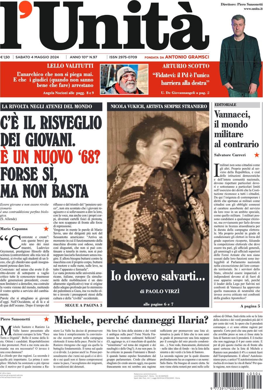 Prima-pagina-l-unita-editoriale-oggi-edizione-di-oggi-04-05-2024