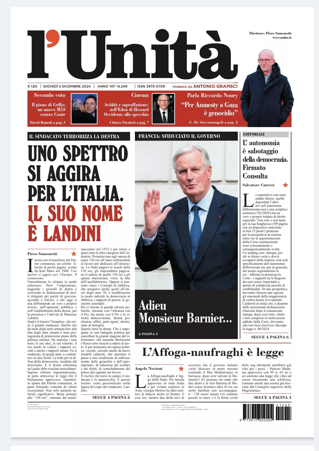 Prima-pagina-unita-oggi-edizione-di-oggi-05-12-2024