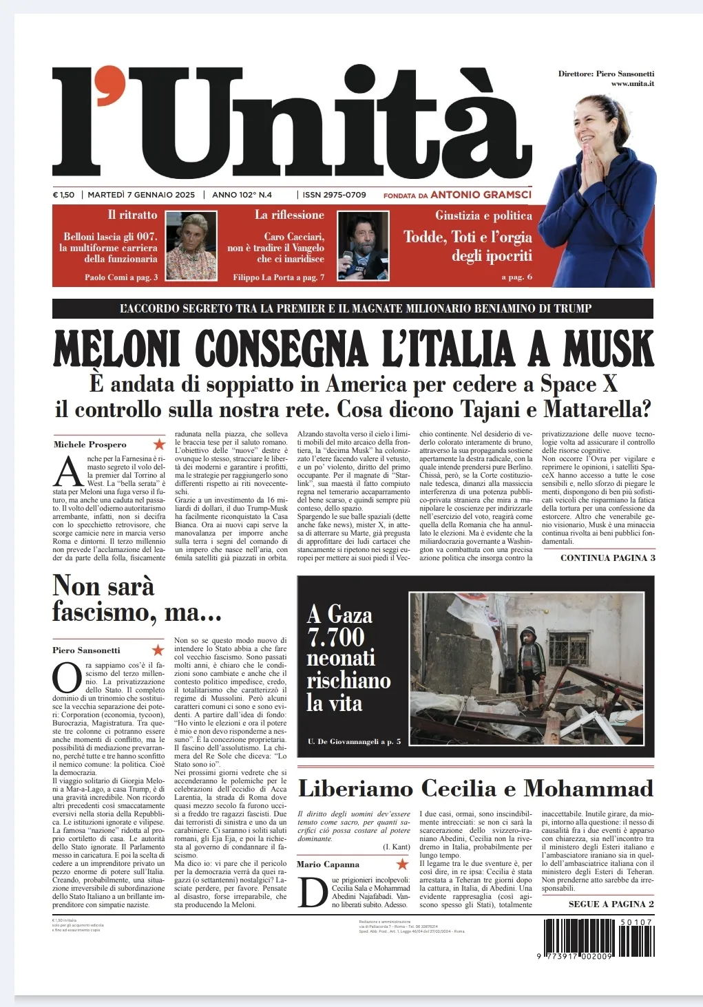 Prima-pagina-unita-oggi-edizione-di-oggi-07-01-2025