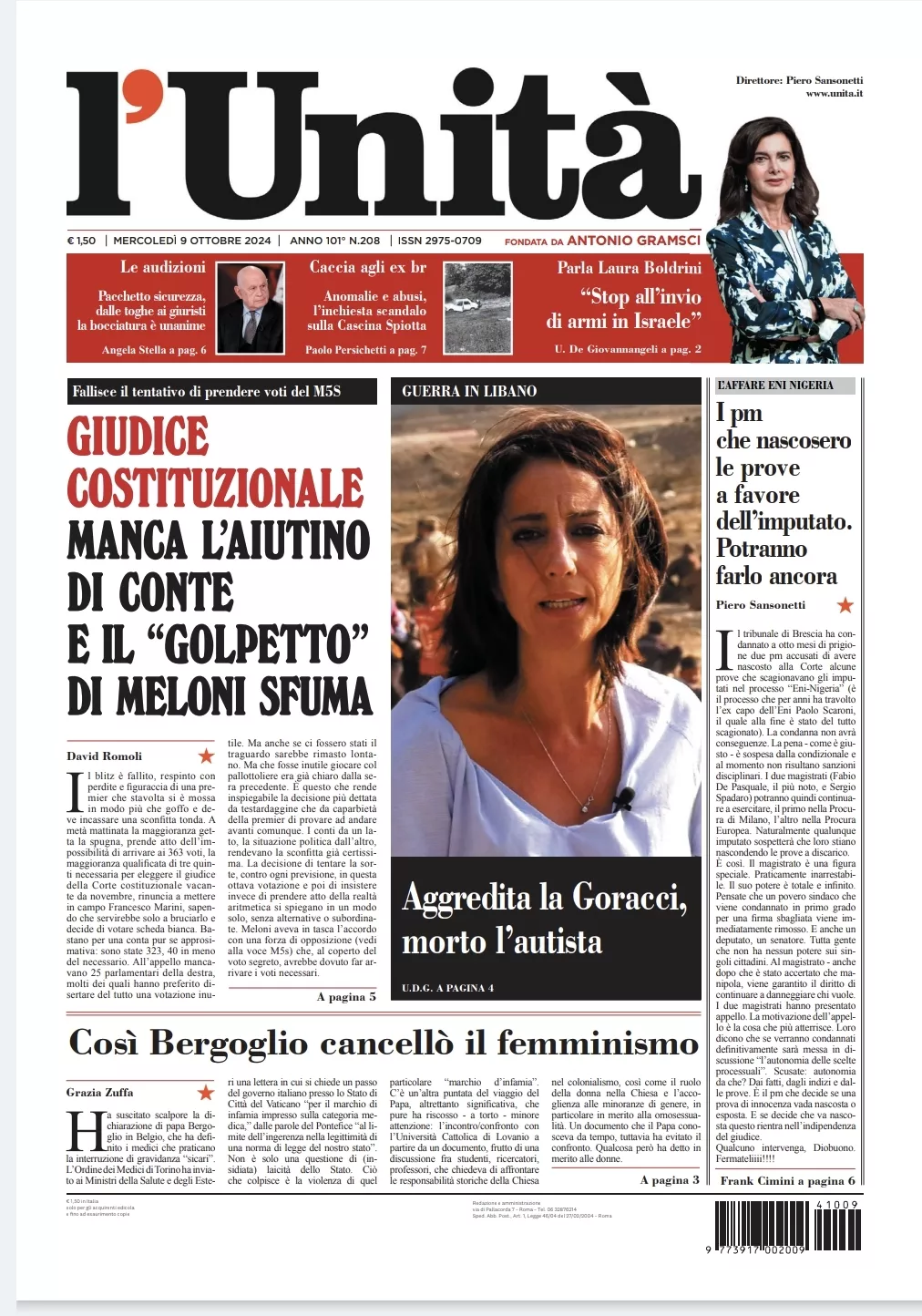 Prima-pagina-unita-oggi-edizione-di-oggi-08-10-2024