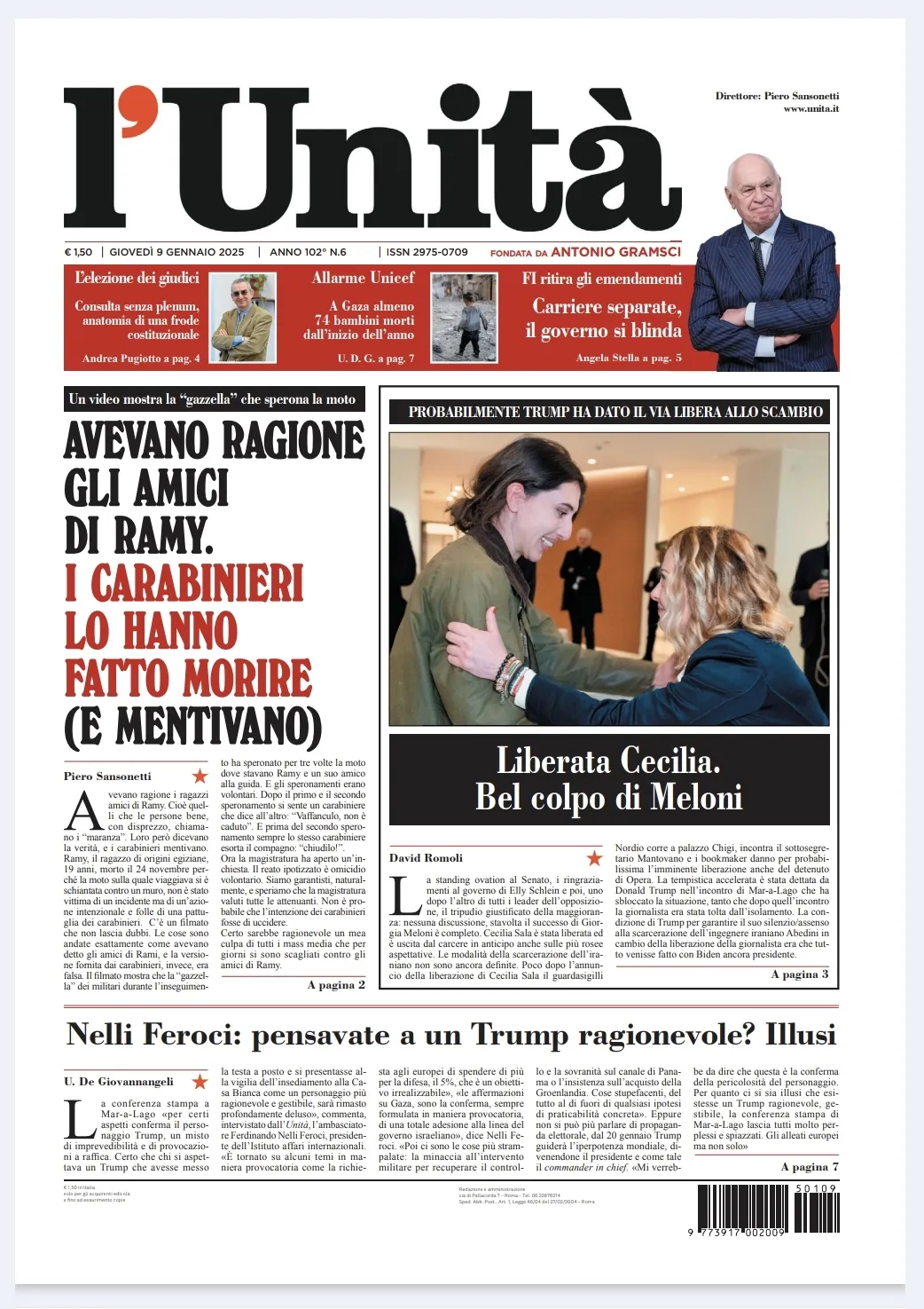 Prima-pagina-unita-oggi-edizione-di-oggi-09-01-2025