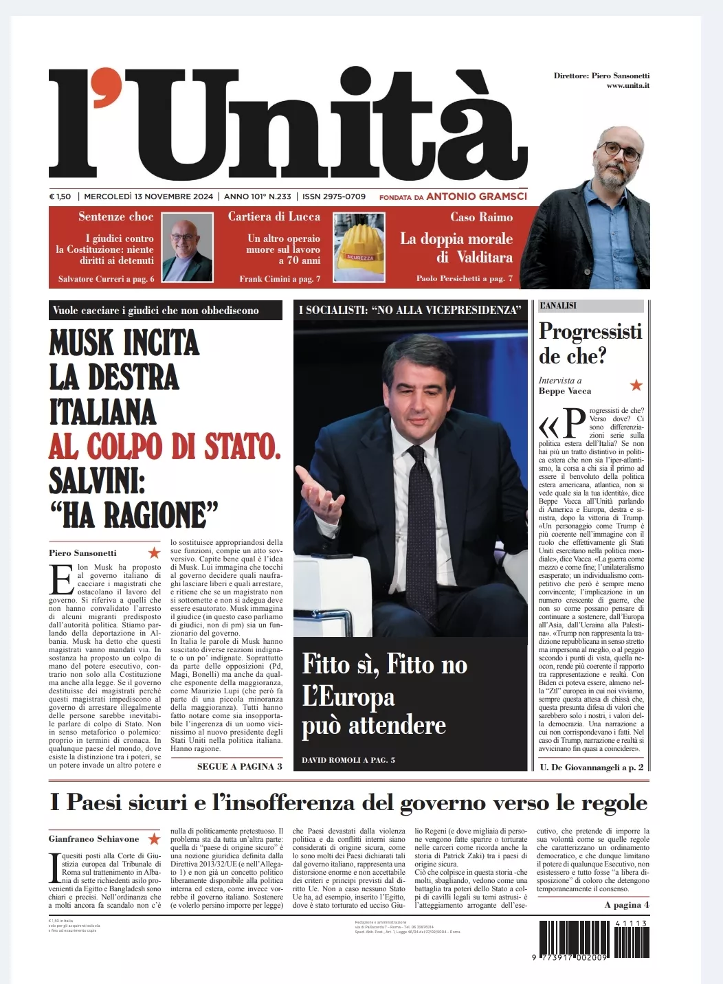 Prima-pagina-unita-oggi-edizione-di-oggi-12-11-2024