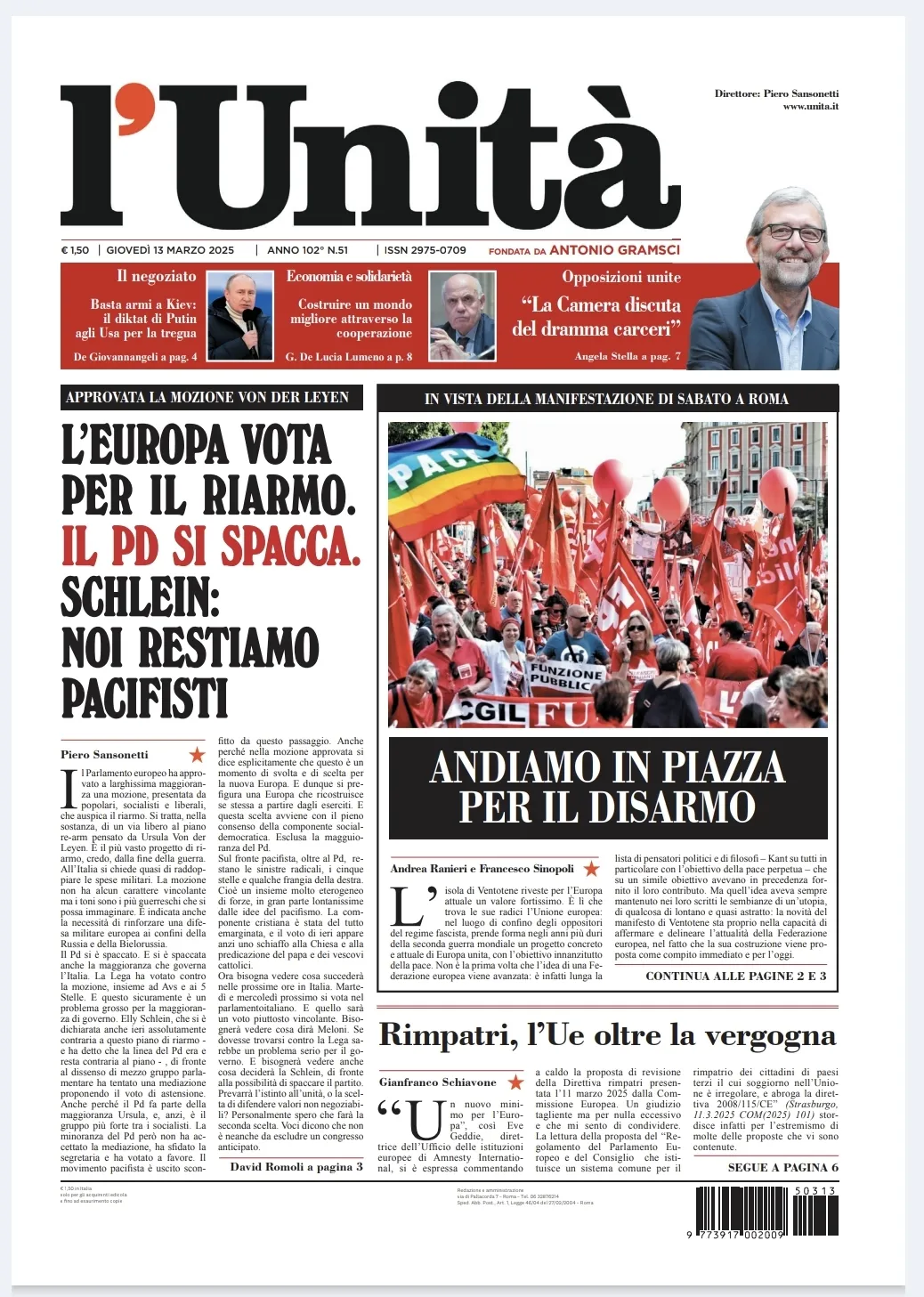 Prima-pagina-unita-oggi-edizione-di-oggi-13-03-2025