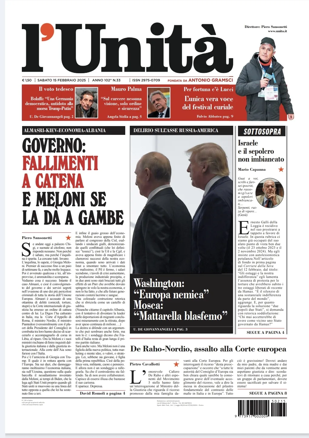 Prima-pagina-unita-oggi-edizione-di-oggi-14-02-2025