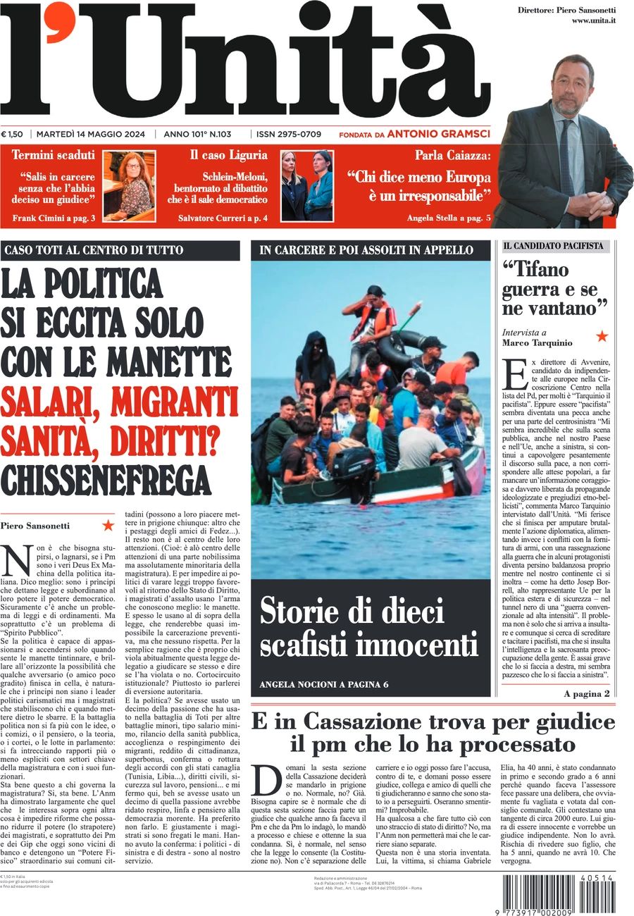 Prima-pagina-l-unita-editoriale-oggi-edizione-di-oggi-14-05-2024