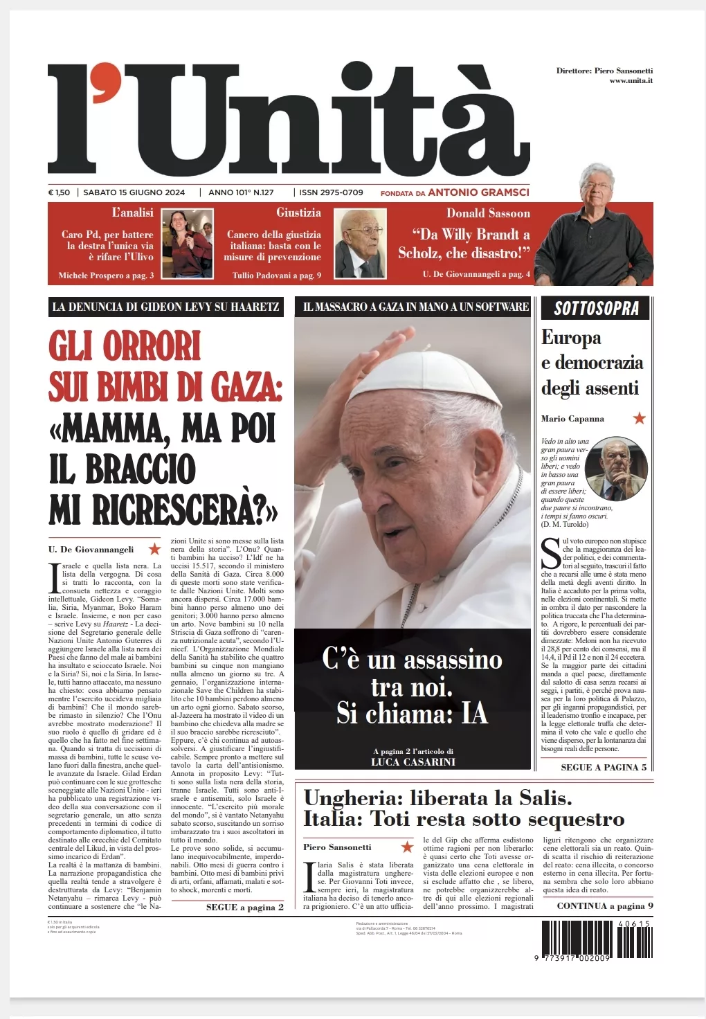 Prima-pagina-unita-oggi-edizione-di-oggi-14-06-2024