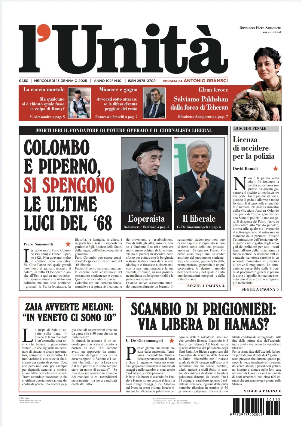 Prima-pagina-unita-oggi-edizione-di-oggi-15-01-2025