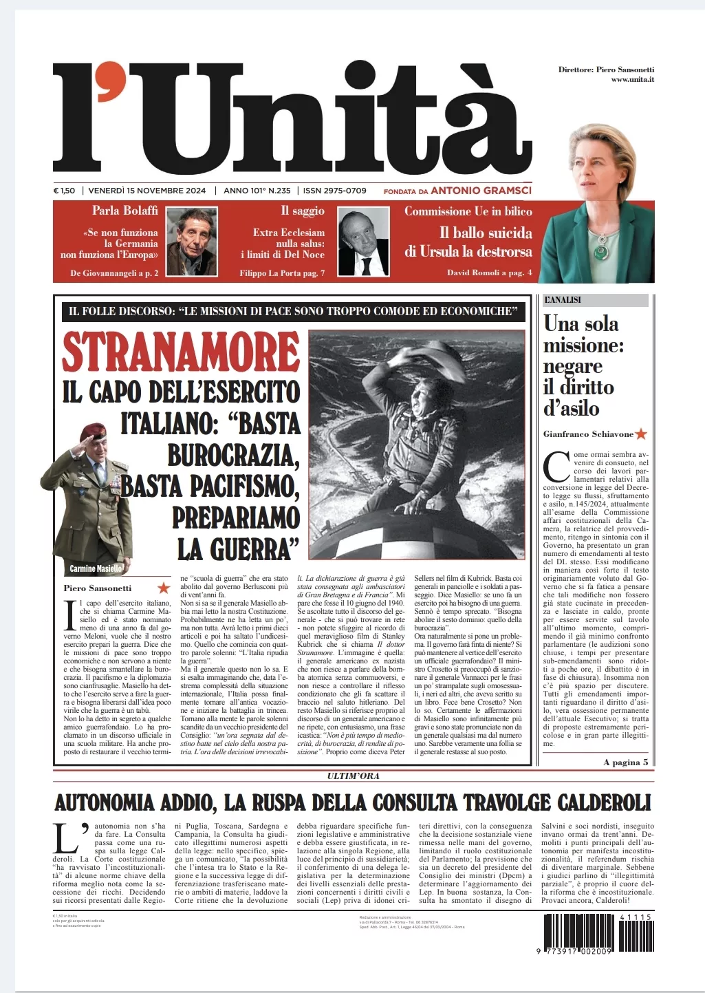 Prima-pagina-unita-oggi-edizione-di-oggi-15-11-2024