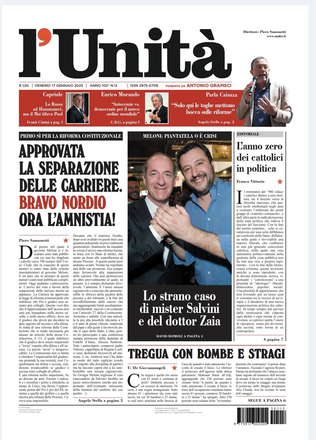 Prima-pagina-unita-oggi-edizione-di-oggi-16-01-2025