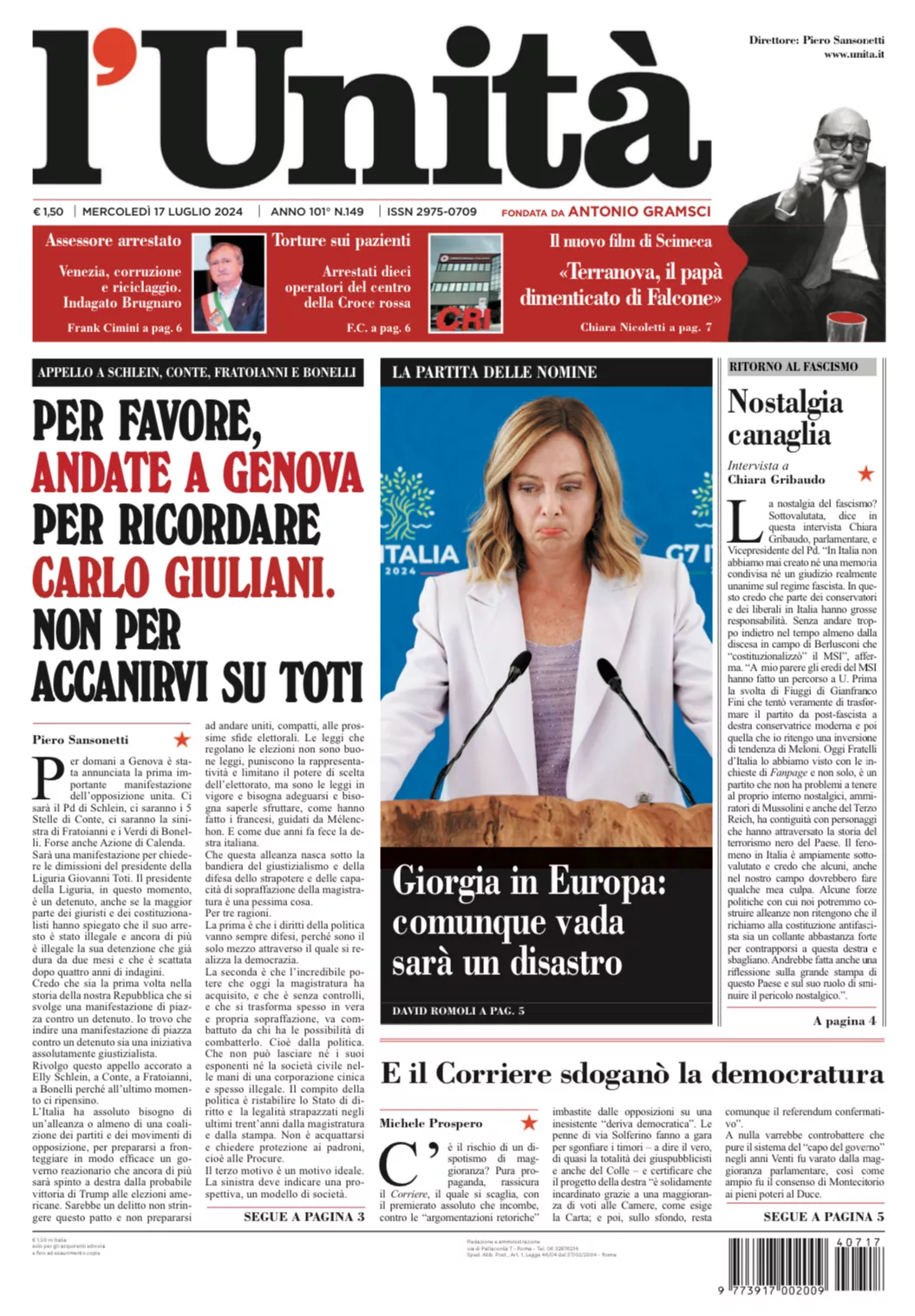 Prima-pagina-unita-oggi-edizione-di-oggi-16-07-2024