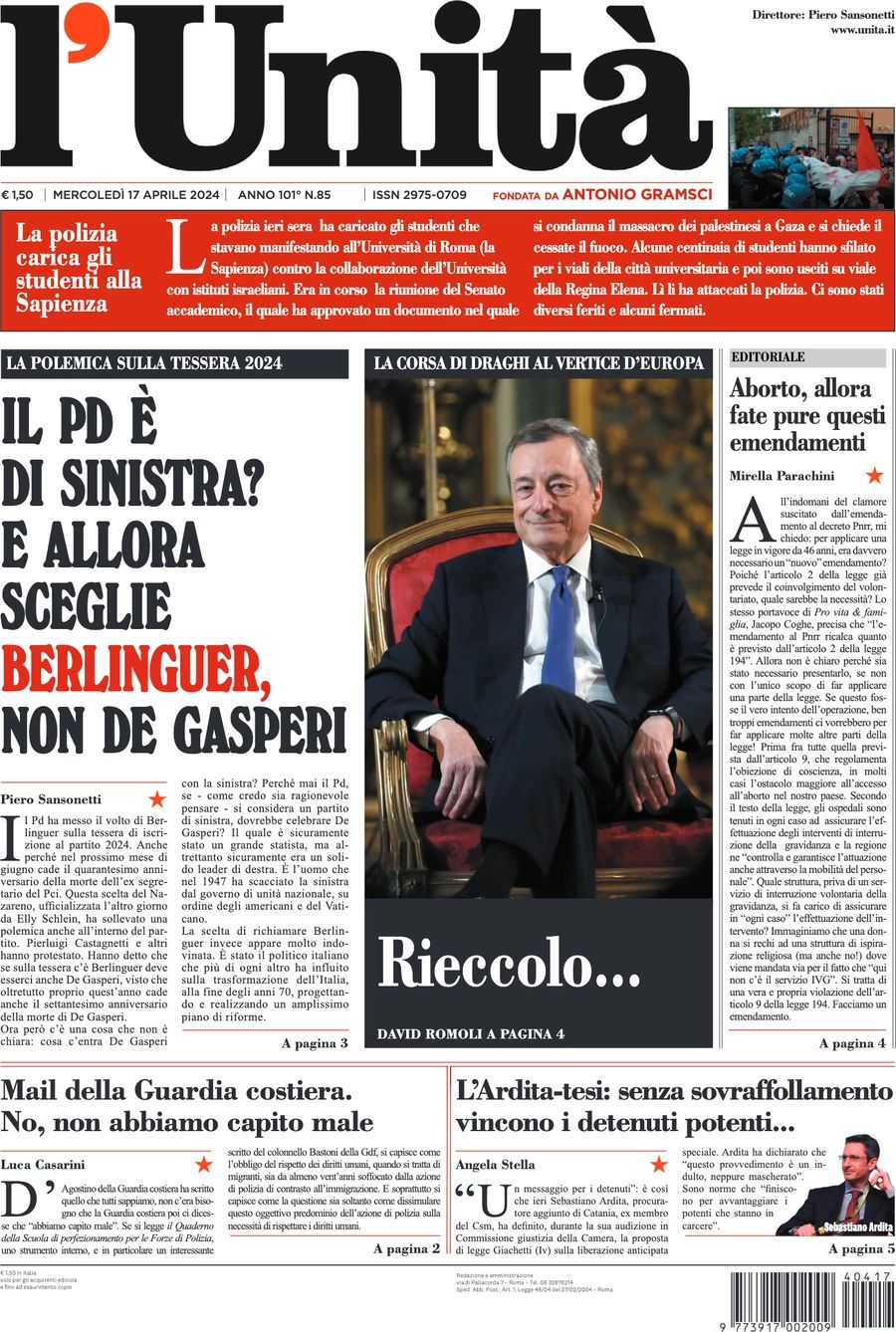 Prima-pagina-l-unita-editoriale-oggi-edizione-di-oggi-17-04-2024