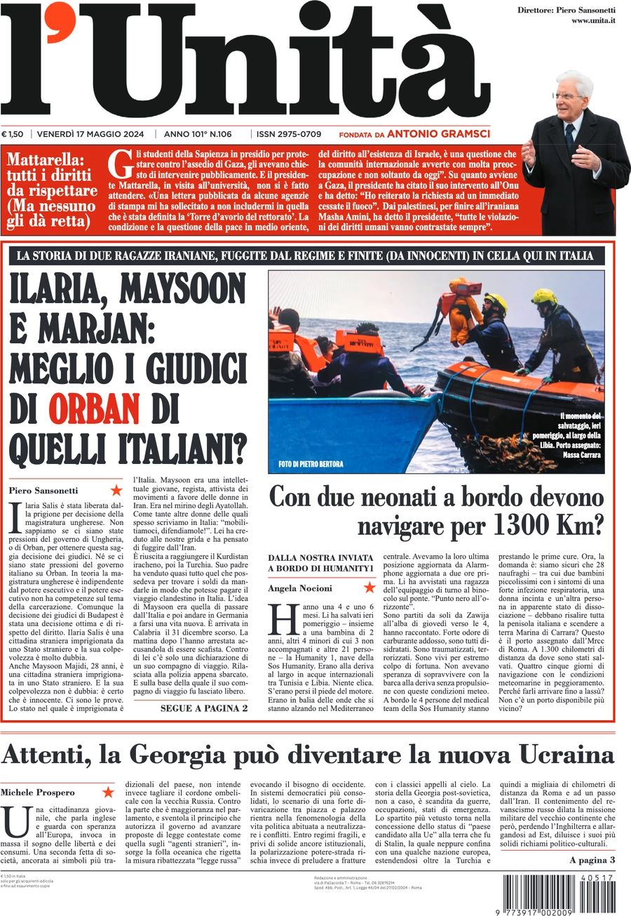 Prima-pagina-l-unita-editoriale-oggi-edizione-di-oggi-17-05-2024