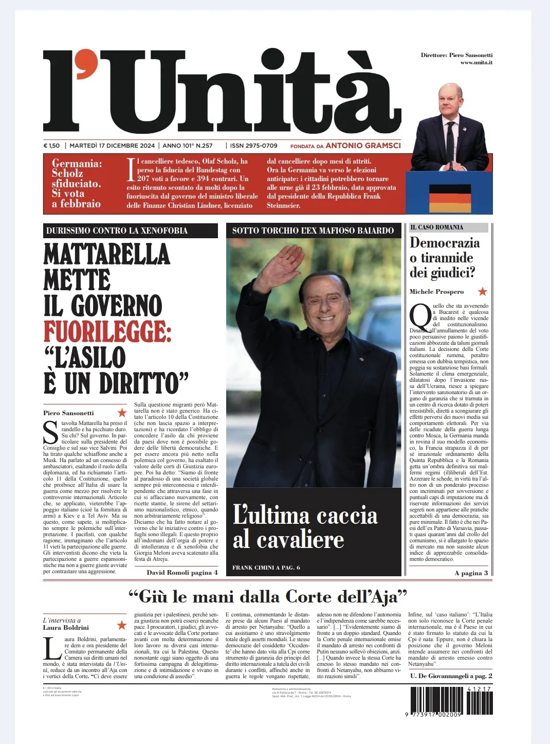 Prima-pagina-unita-oggi-edizione-di-oggi-17-12-2024