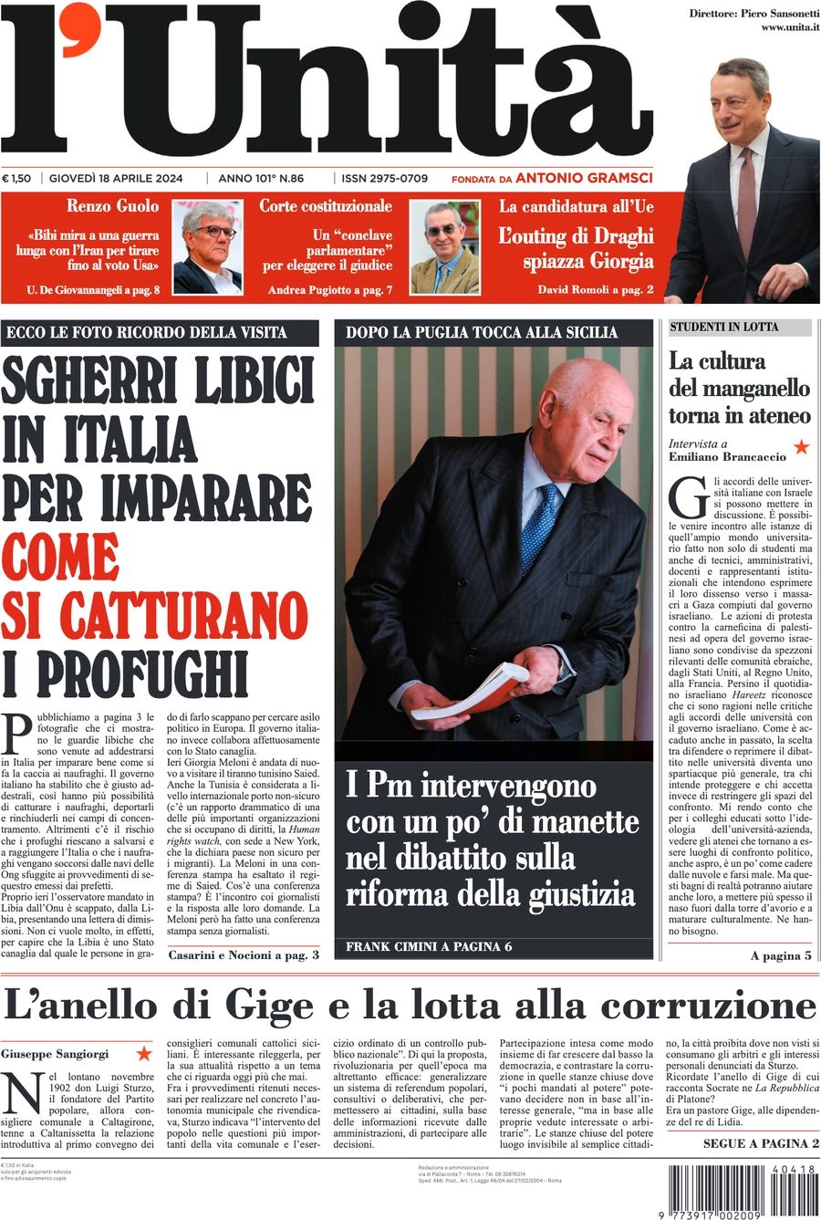 Prima-pagina-l-unita-editoriale-oggi-edizione-di-oggi-18-04-2024