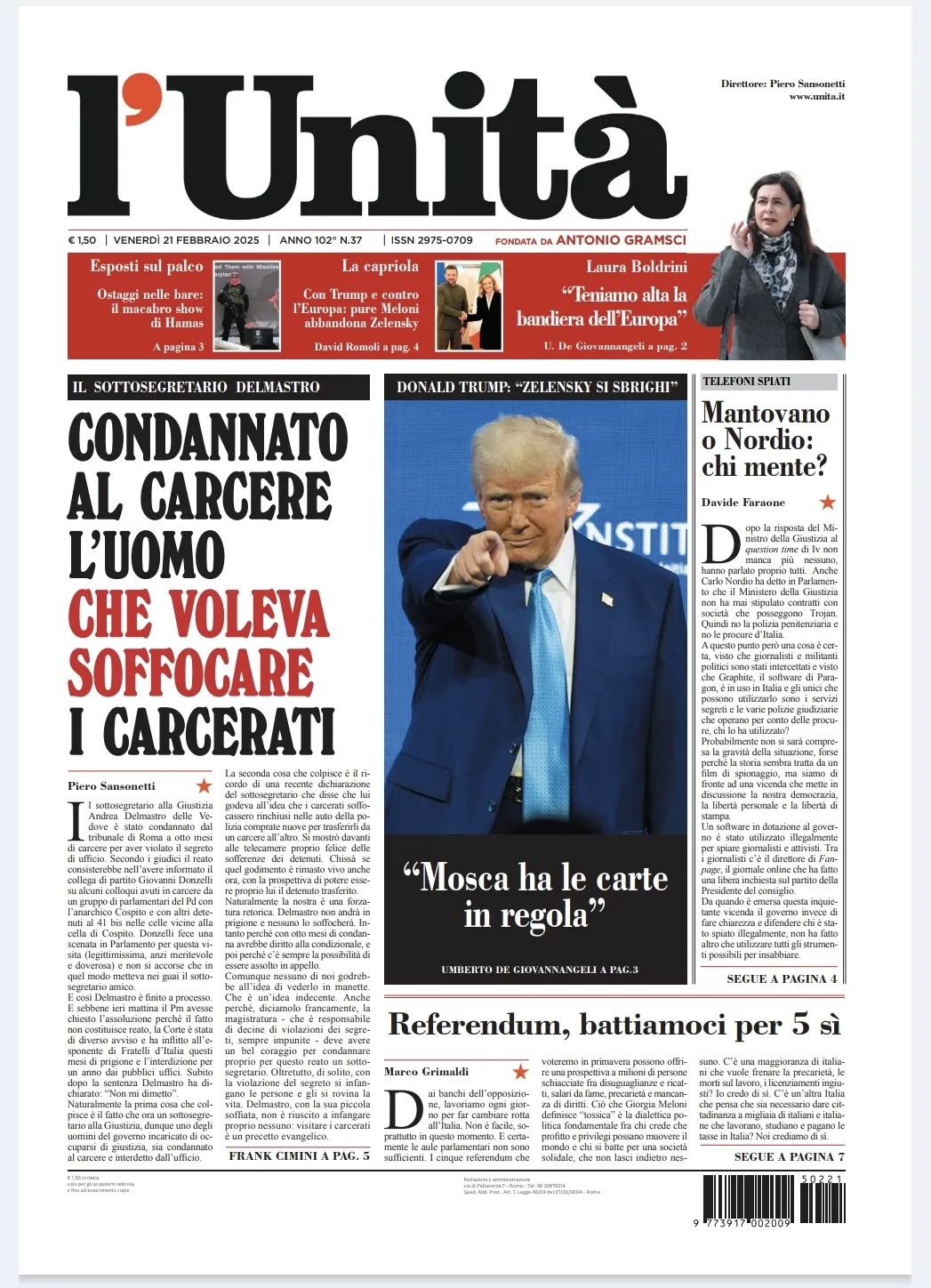 Prima-pagina-unita-oggi-edizione-di-oggi-20-02-2025