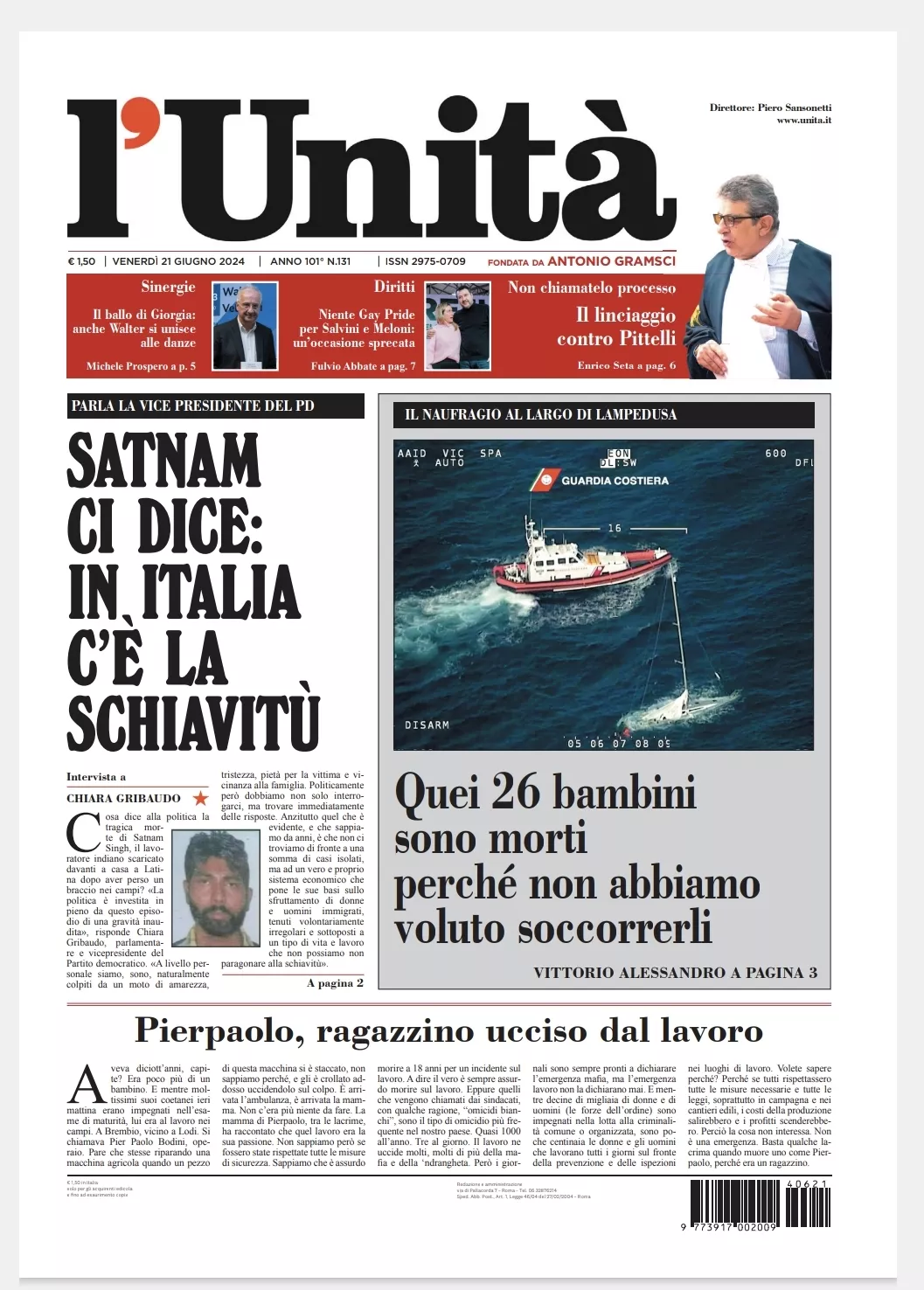 Prima-pagina-unita-oggi-edizione-di-oggi-20-06-2024